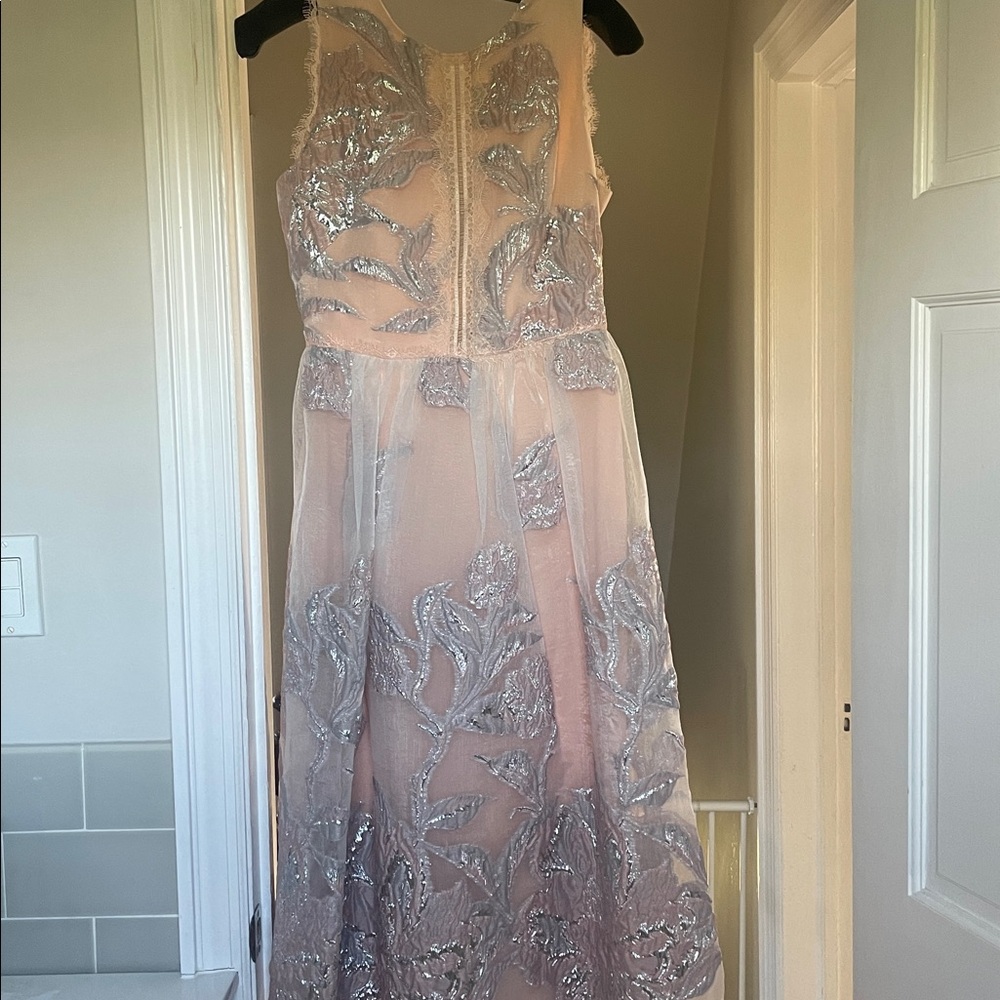Marchesa Elegant Pink Embroidered Midi Dress Tea Length - beautiful dress NWT